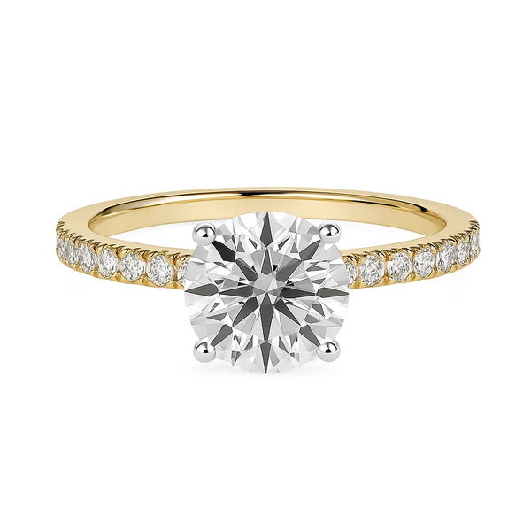 Lab 1.2ct Solitaire & 12 Shoulder Diamond Ring – 18ct Gold