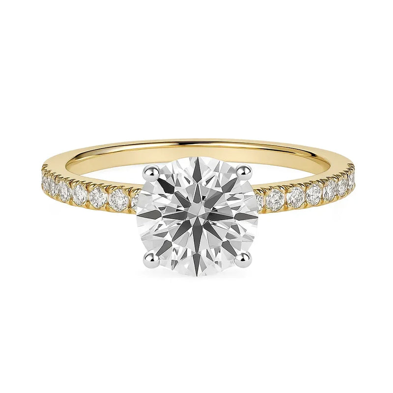 Brisbane Jeweller yellow gold diamond engagement ring with pavé diamond band