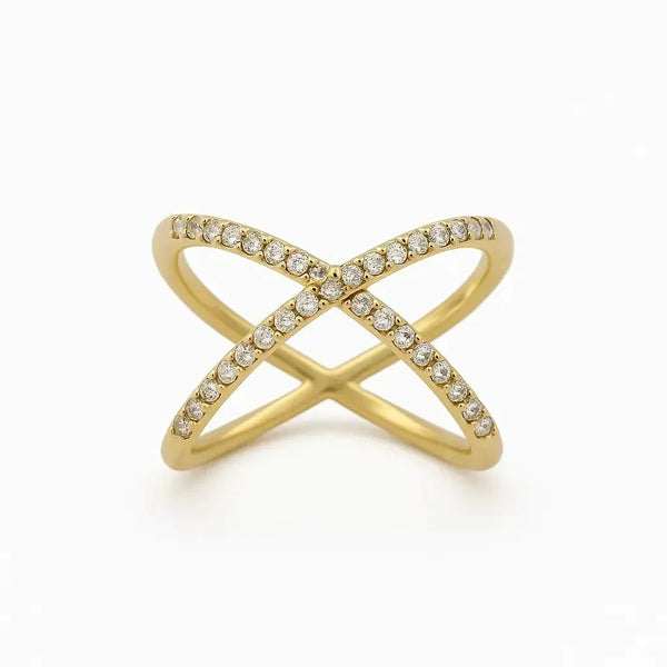 9ct Gold Diamond Set Crossover Ring  Romano's Jewellers Stafford