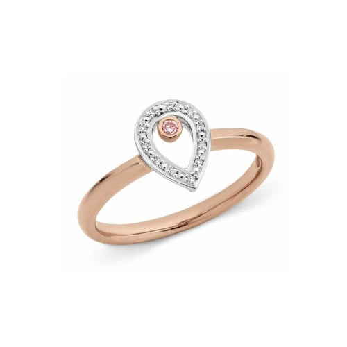 Rose Gold Tear Drop Pink Diamond Ring