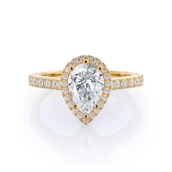 18K Gold Pear-Cut Diamond Ring – 1.68ct TDW (1.08ct G VS2 Centre Diamond)
