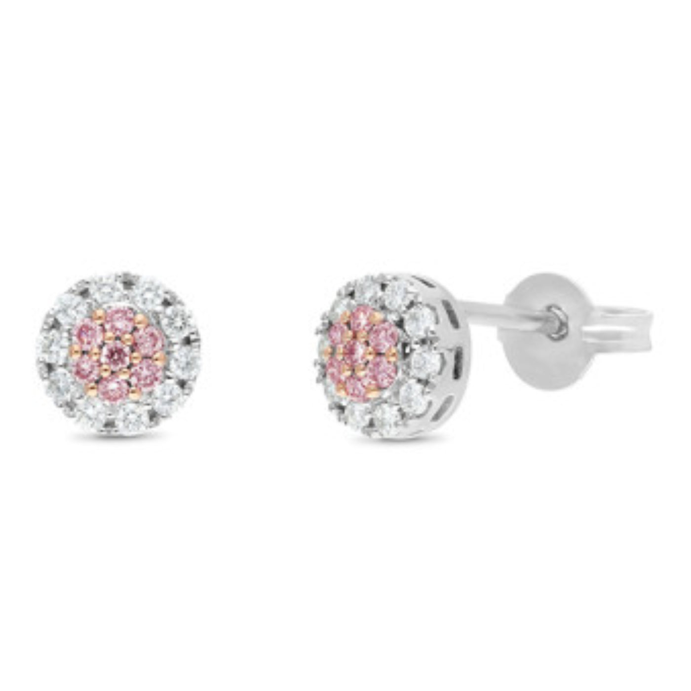 9CT Rose Gold Pink and White Diamond Earrings