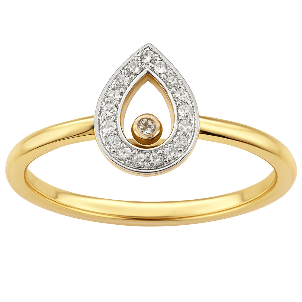 9ct Multi-Coloured Gold and Diamond Ring