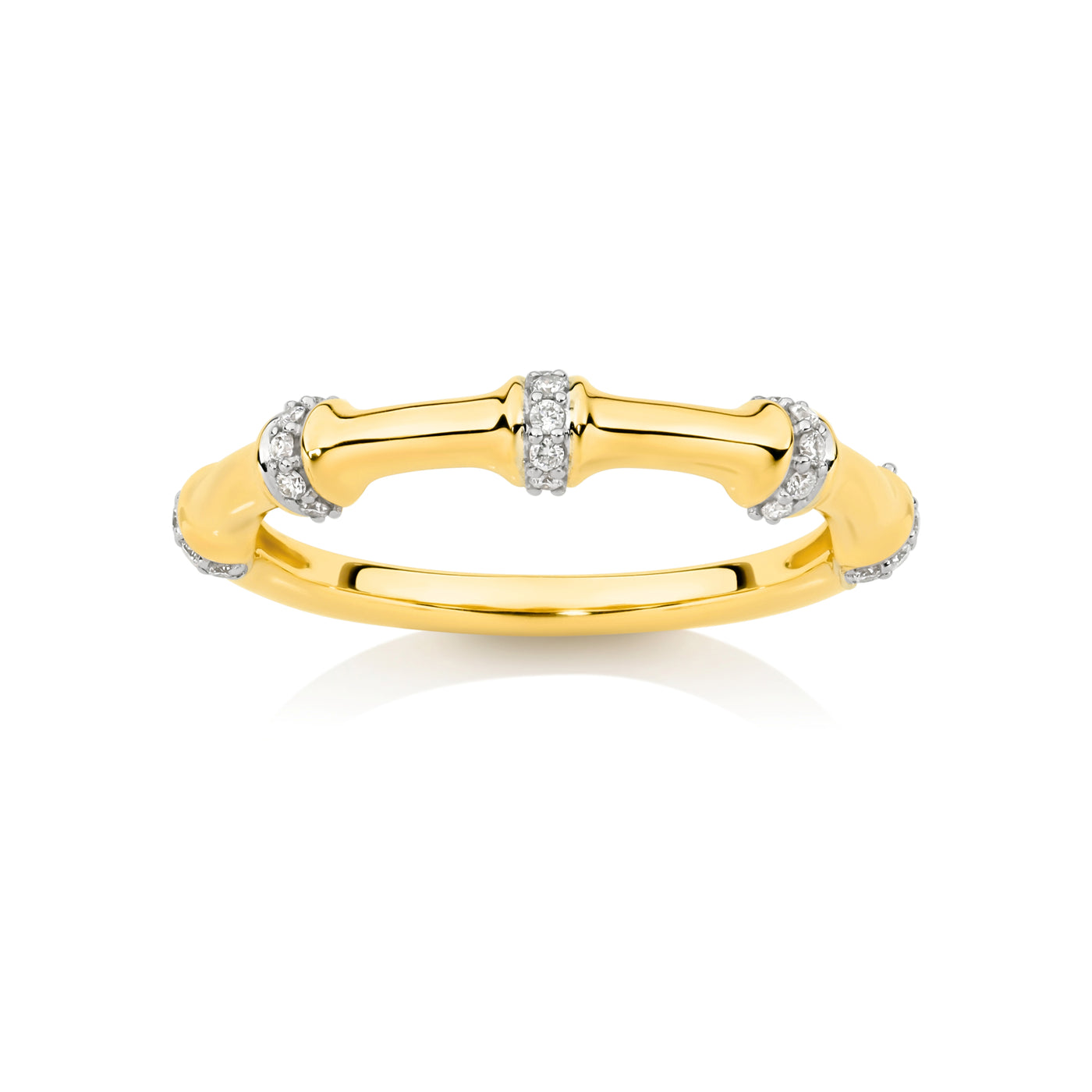 Diamond Set Bamboo Style Ring