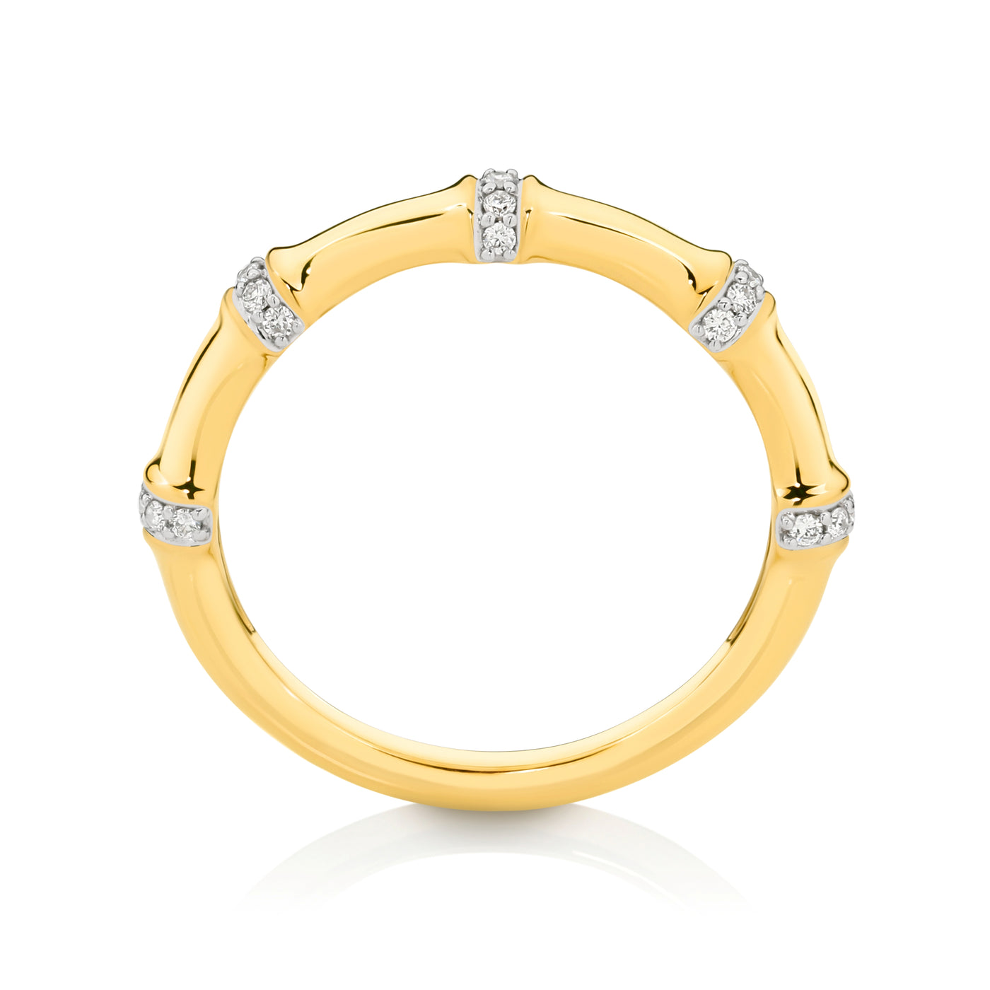 Diamond Set Bamboo Style Ring