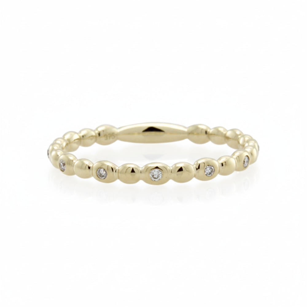 9CT Gold Diamond Set Stacker Ring - Size 'O'