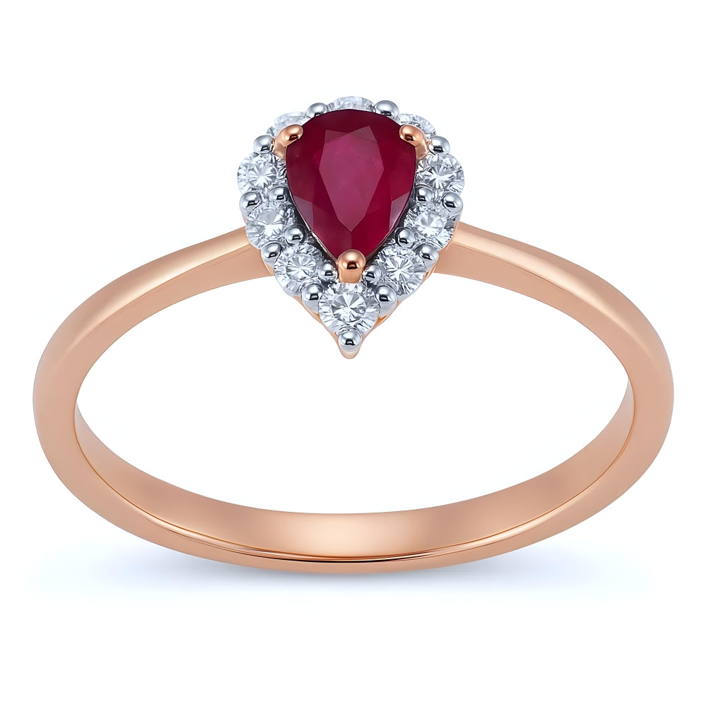 Diamond and Ruby Halo Ring
