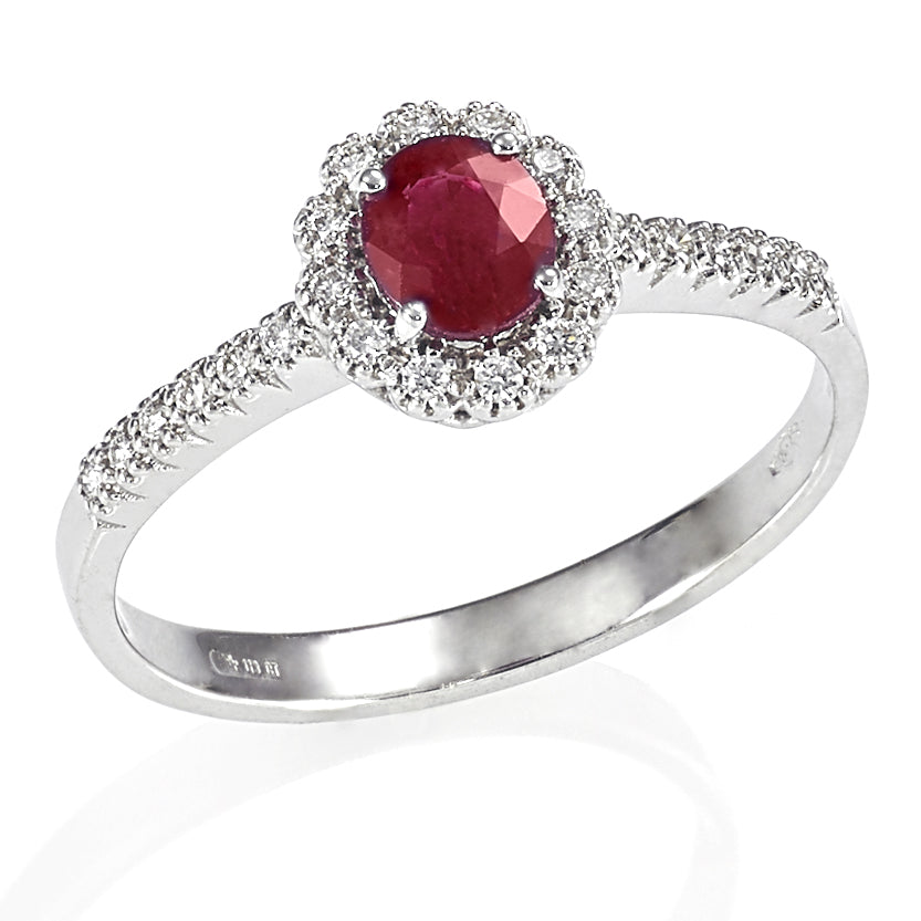 18ct White Gold Rubylite & Diamond Statement Ring