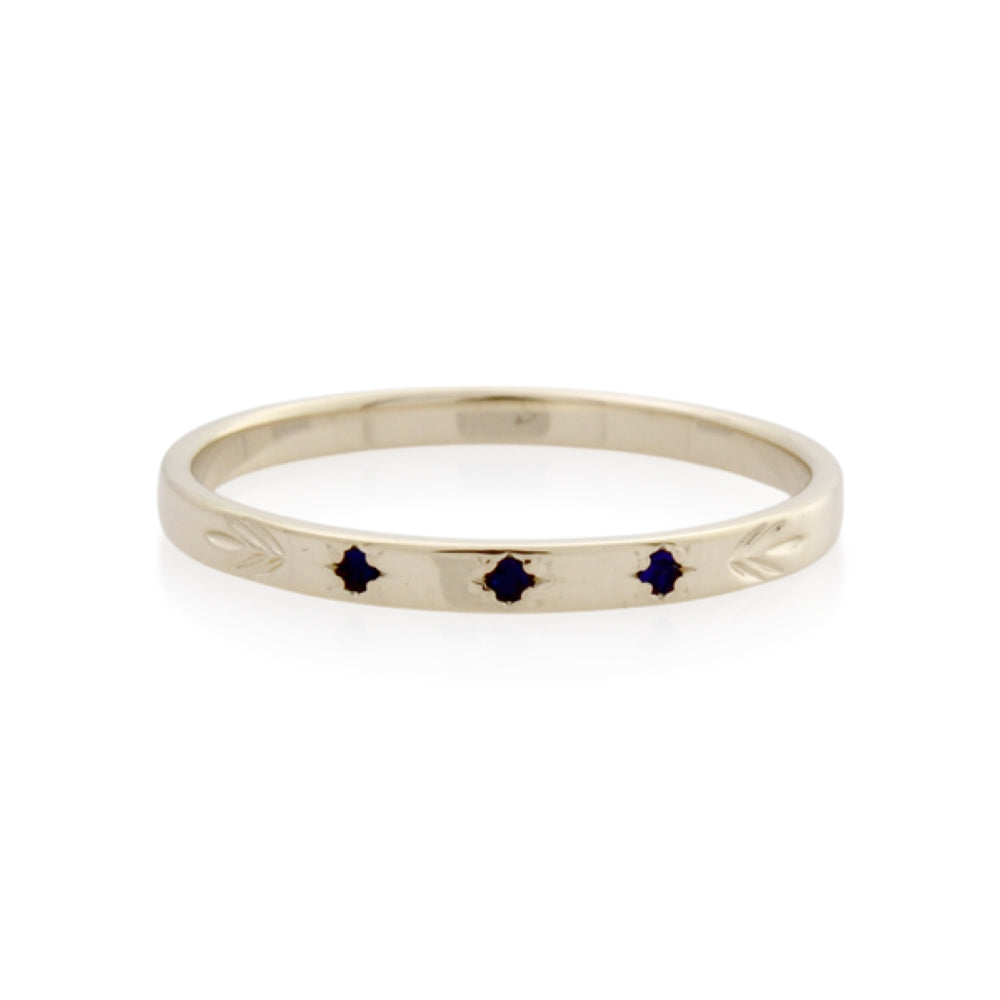 9CT Gold Friendship Ring with Australian Blue Sapphire - Size 'O'