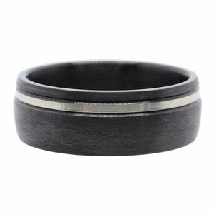 Black Zirconium and Rose Gold Wedding Band