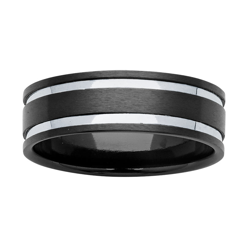 Black Zirconium and Sterling Silver Ring