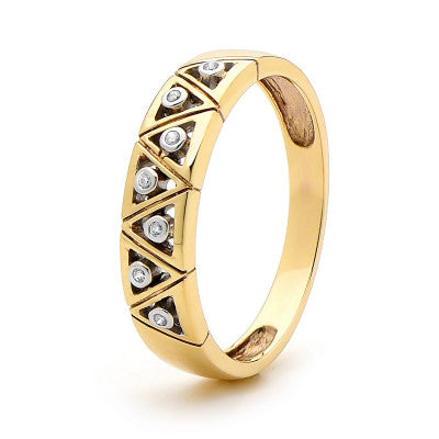 Diamond and Gold Pizza Shape Ring