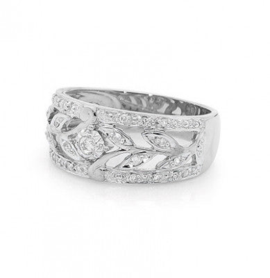 9ct White Gold - Baroque Dress Ring
