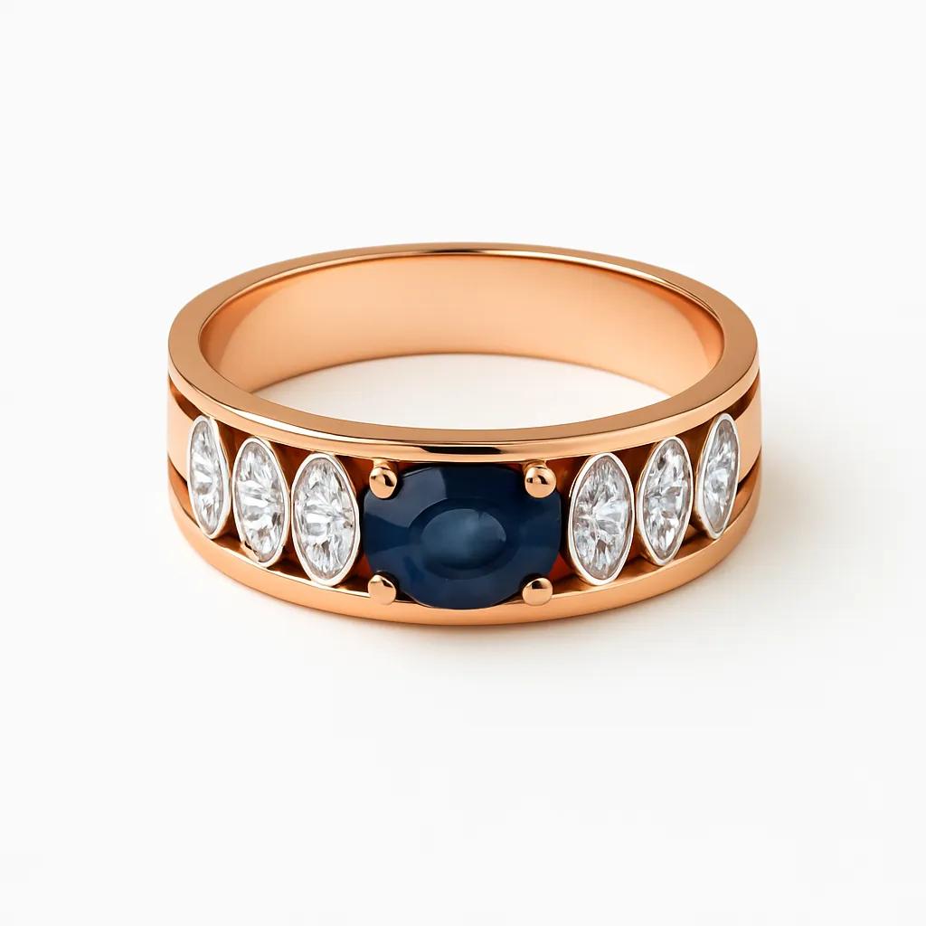 9ct White & Rose Gold Sapphire & Diamond Ring.