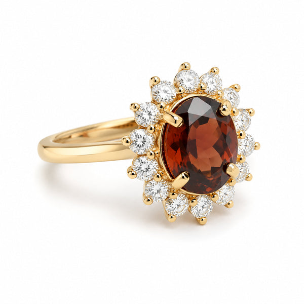 18ct Gold Handmade Pink Tourmaline & Lab-Grown Diamond Cluster Ring  Romano's Jewellers Stafford