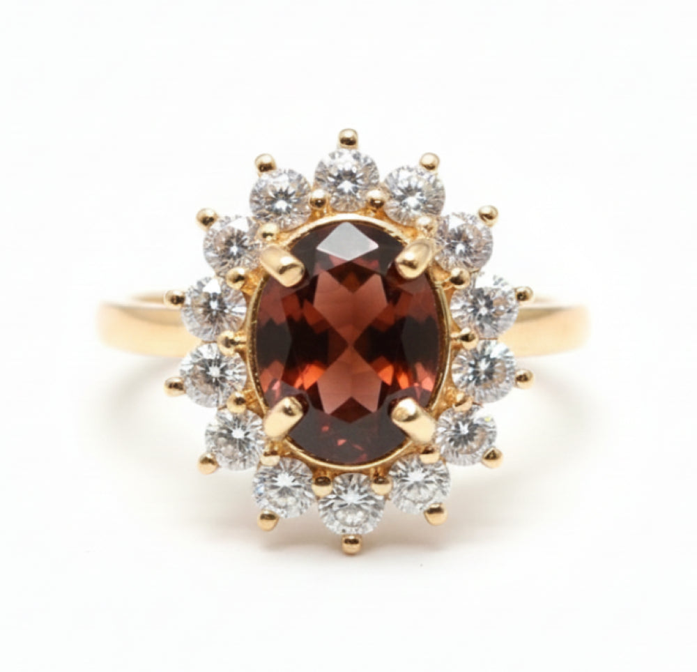 18ct Gold Handmade Pink Tourmaline & Lab-Grown Diamond Cluster Ring