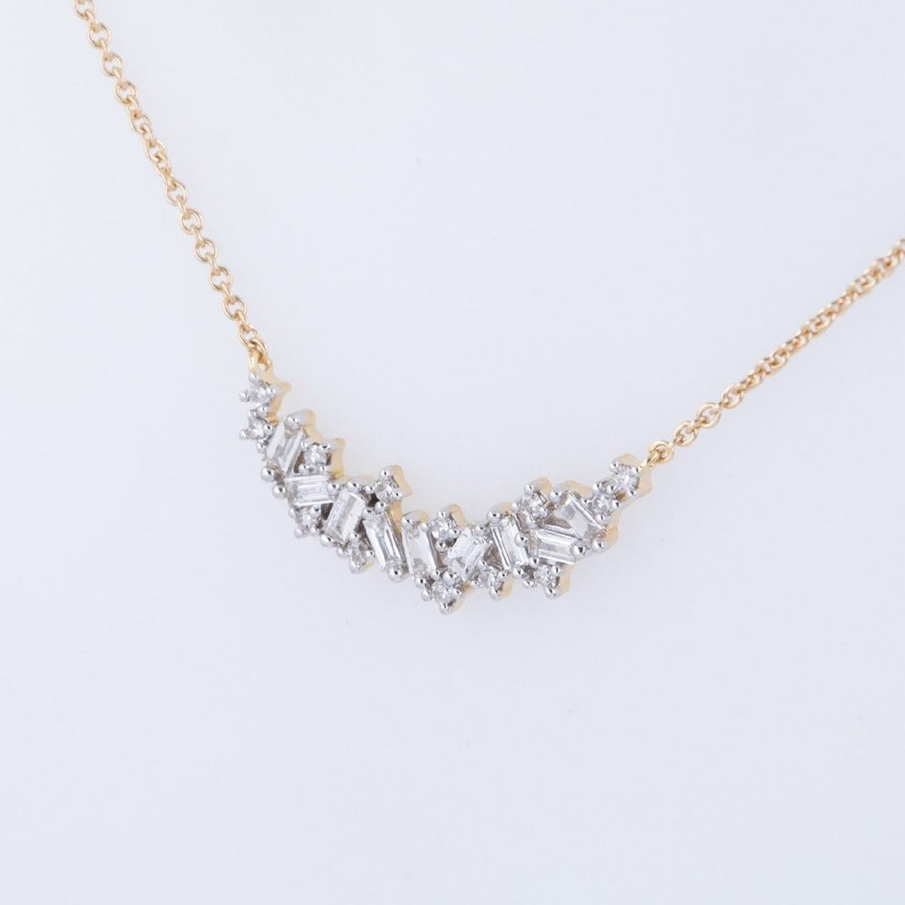 9ct Gold Myriad Necklet with 7 Bezel-Set Diamonds