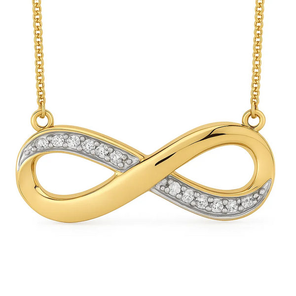 9ct Yellow Gold Infinity Diamond Necklace