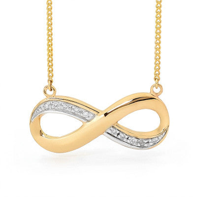 9ct Yellow Gold Infinity Diamond Necklace