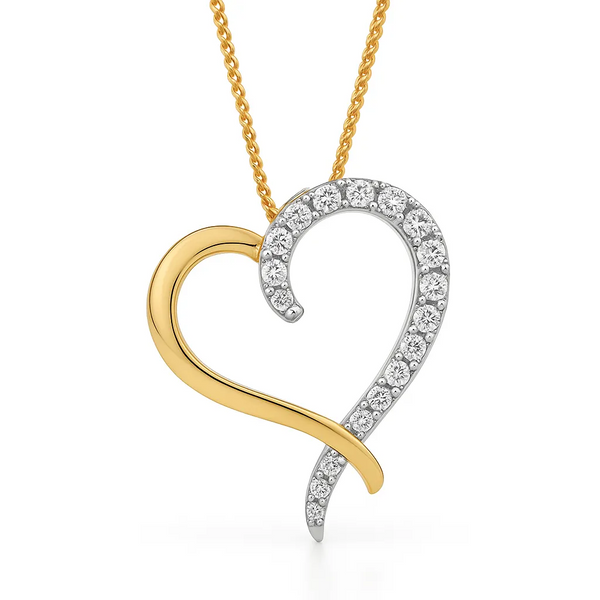 9ct Yellow Gold and Diamond Love Pendant