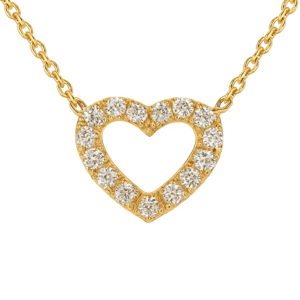 18ct Yellow Gold Heart Pendant with Natural Diamonds