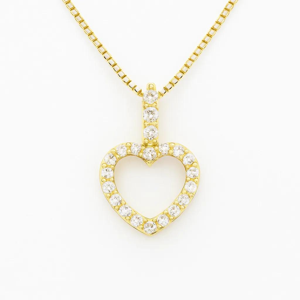 18kt Yellow Gold Open Heart Diamond Set Pendant