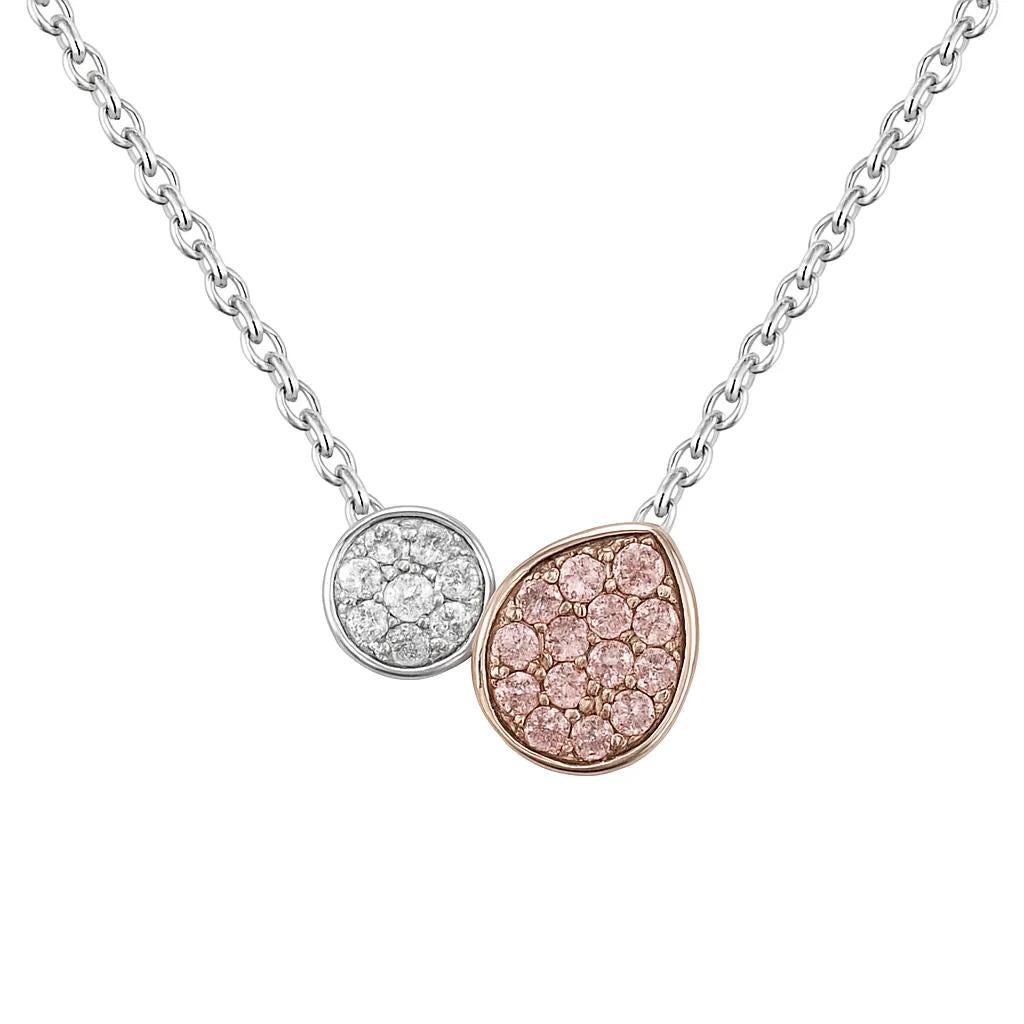 9ct Rose & White Multi-Coloured Gold Pendant with Diamonds