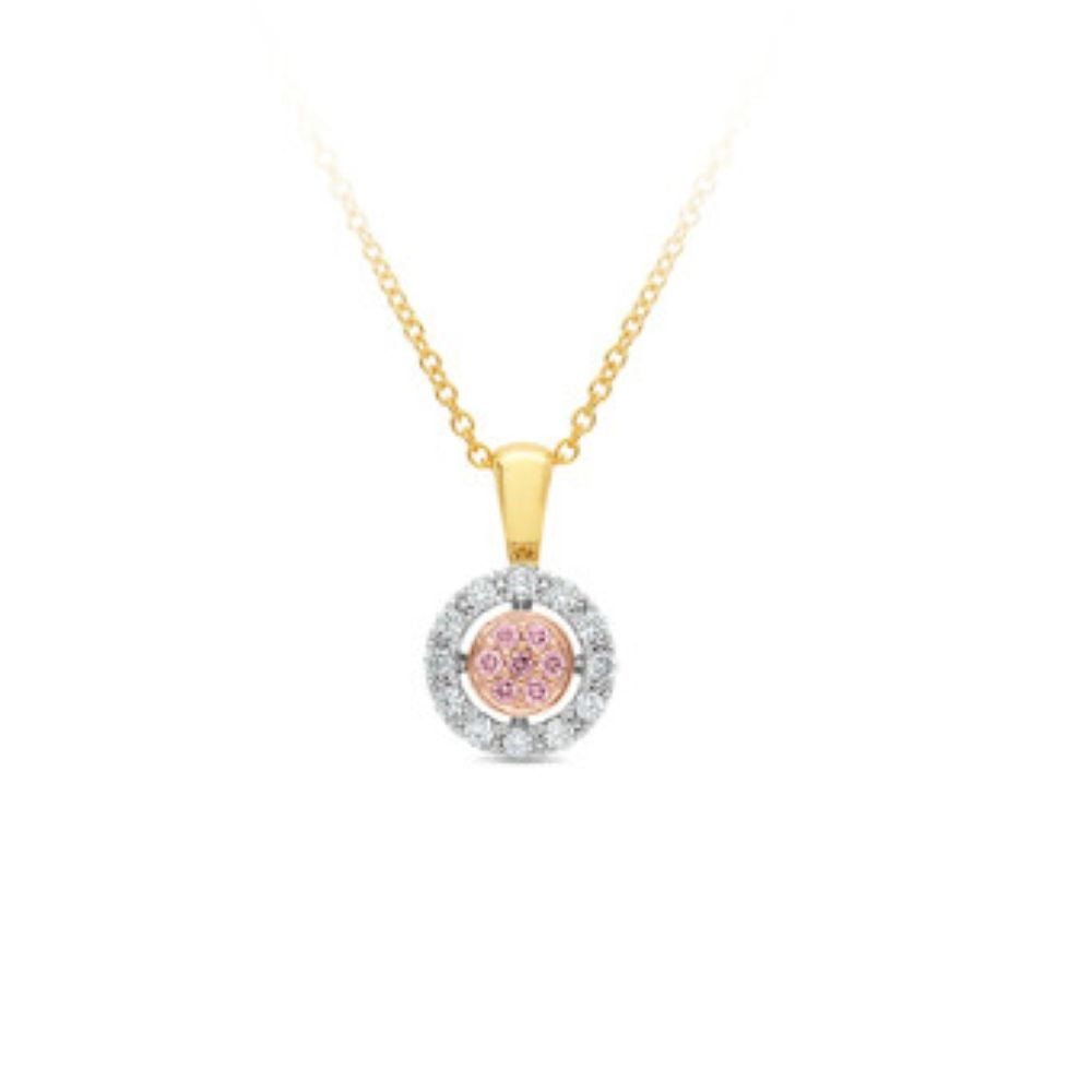 9ct Yellow, White & Rose Gold Multi-Coloured Pendant with Diamonds
