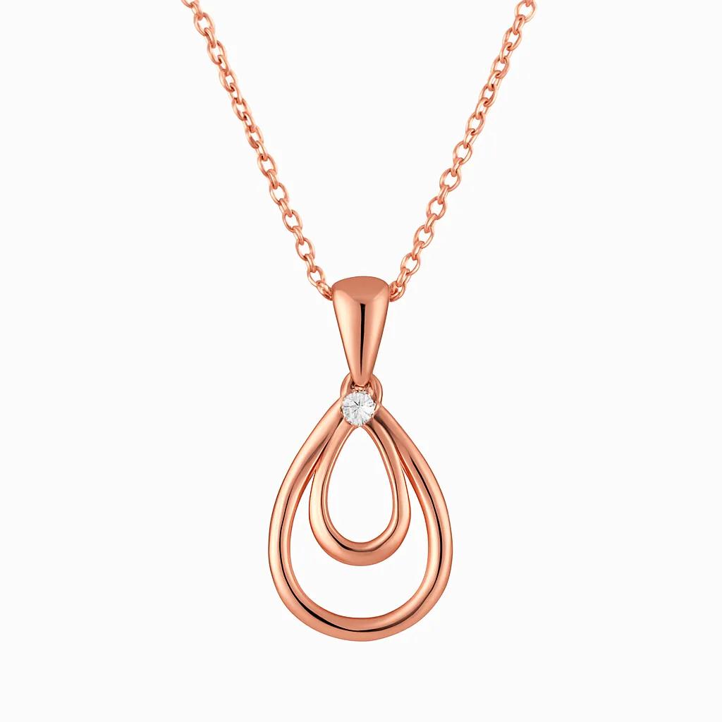 Rose Gold Diamond Pendant with Rose Gold Chain