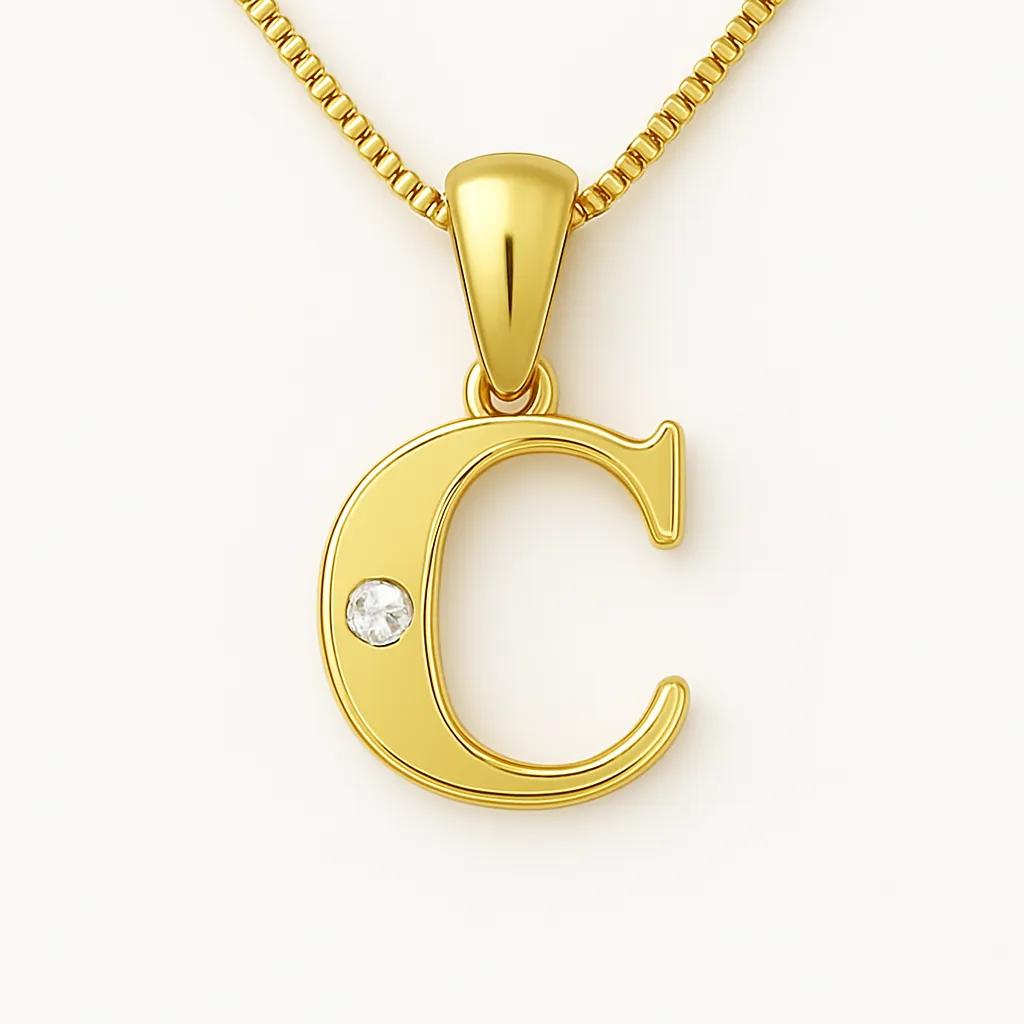 9ct Yellow Gold Diamond Pendant – Letter C