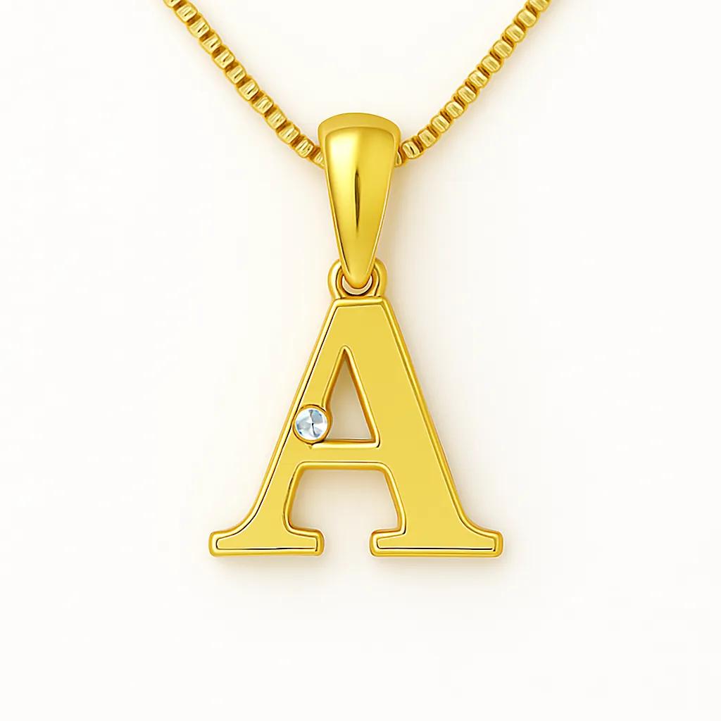 9ct Yellow Gold Diamond Pendant – Letter A