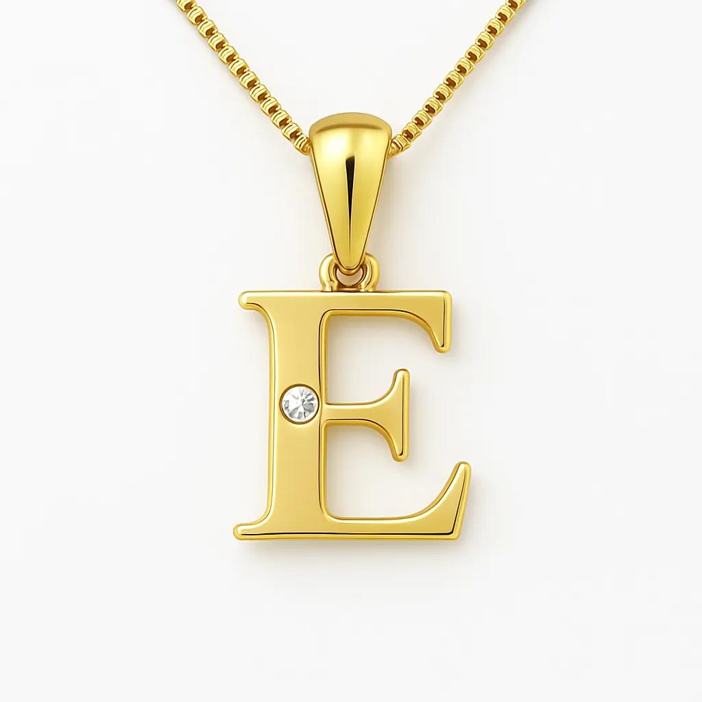 9ct Yellow Gold Diamond Pendant – Letter E