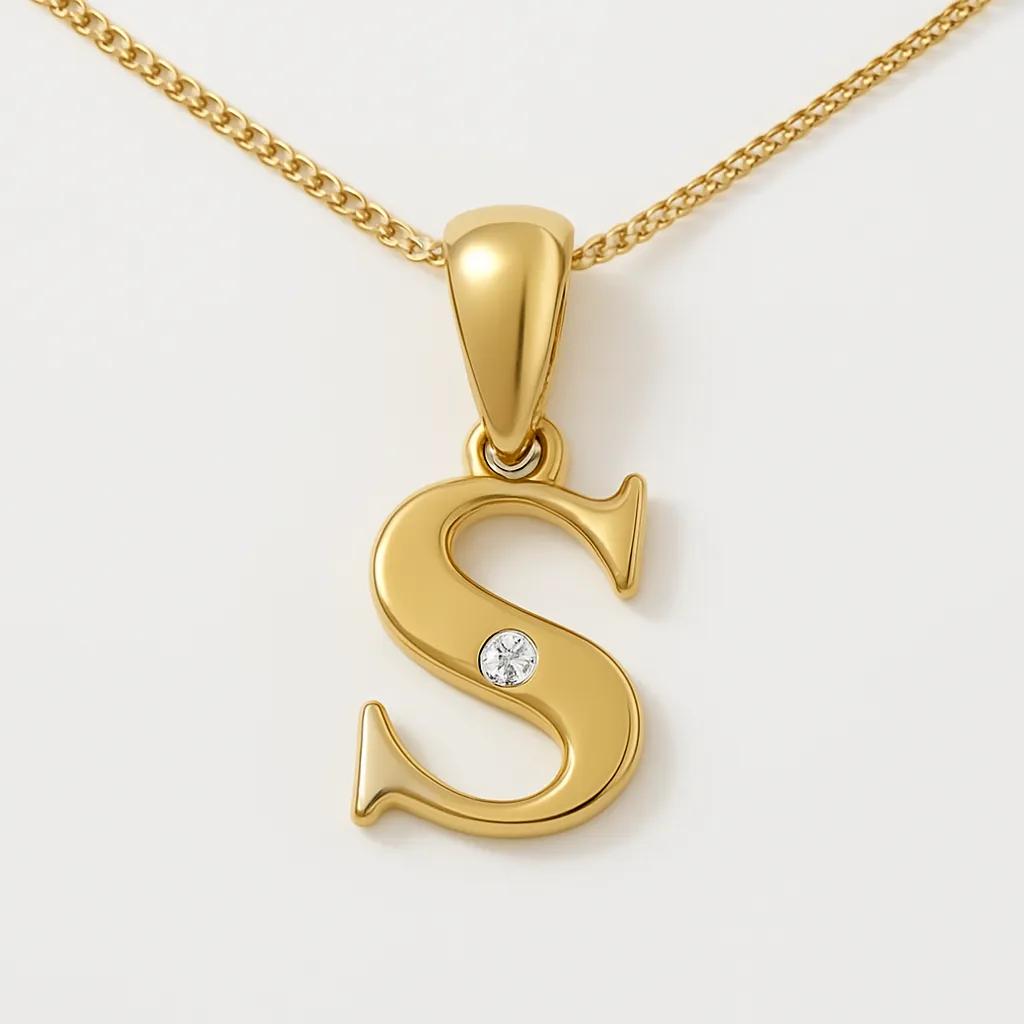 9ct Yellow Gold Diamond Pendant – Letter S