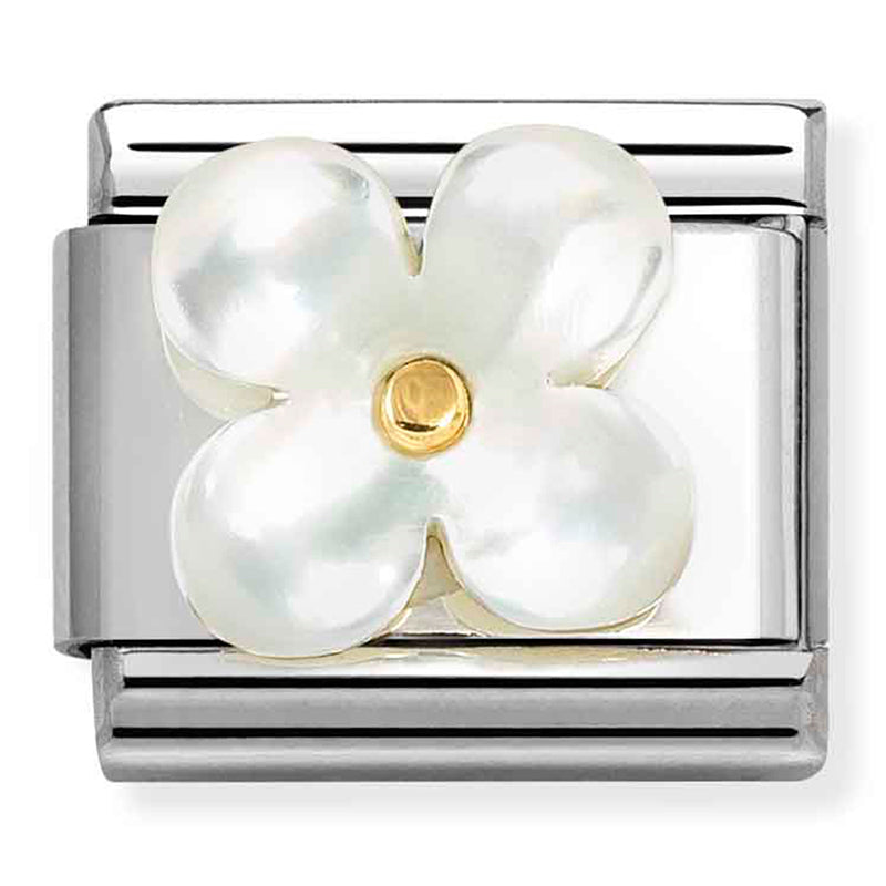 Flower in White Pearl Link