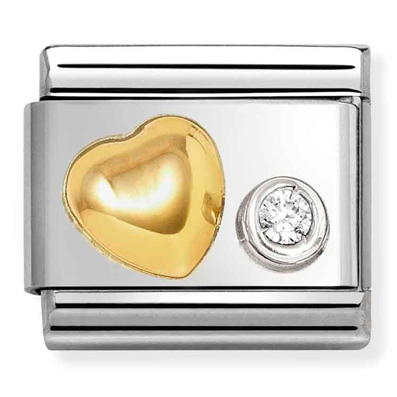 Cubic Zirconia and Raised Heart Link