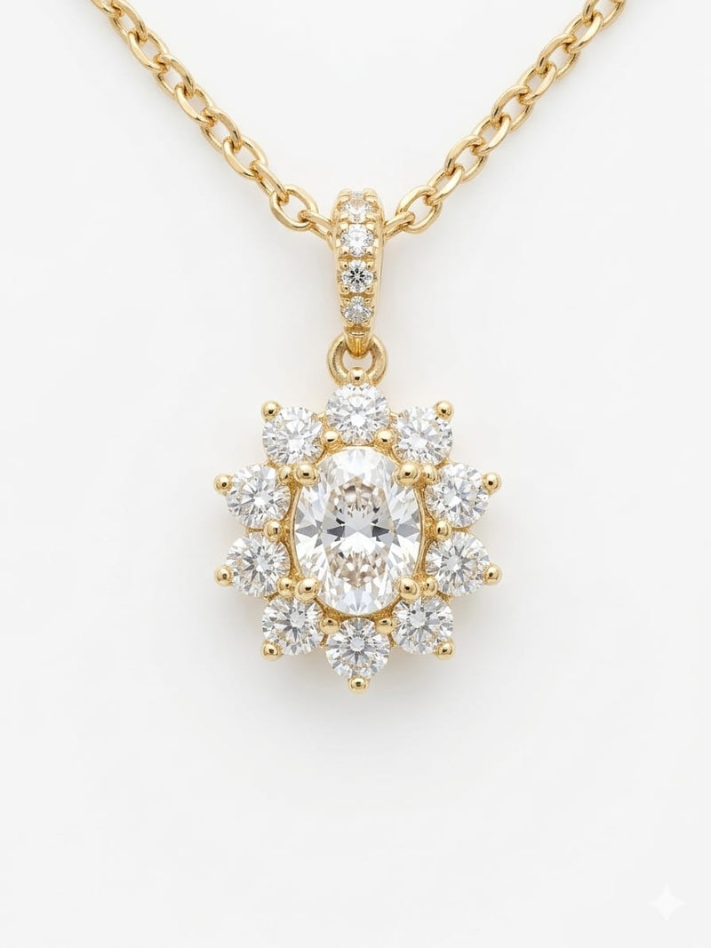 9ct Yellow Gold Oval Lab-Grown Diamond Pendant  Romano's Jewellers Stafford