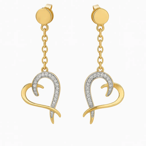 Yellow Gold and Diamond Heart Drops