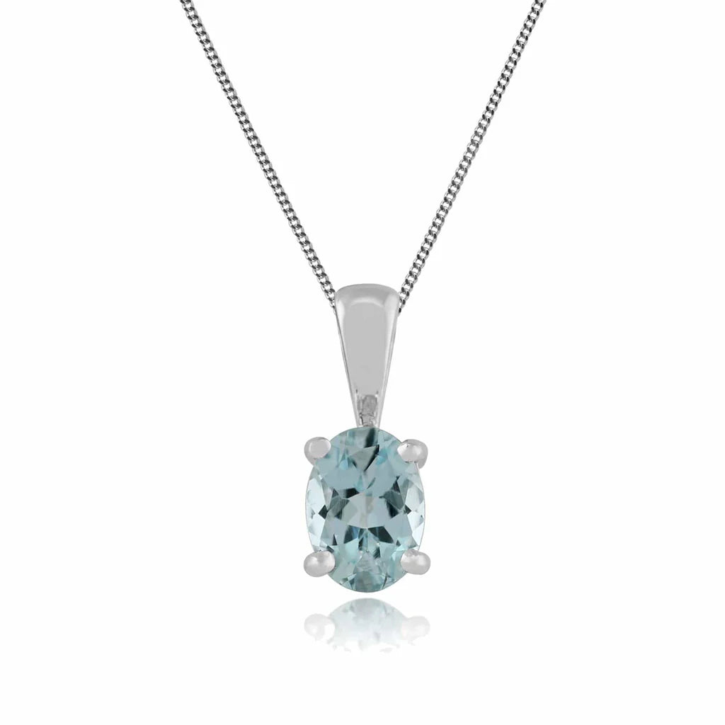 9ct White Gold Aquamarine Pendant