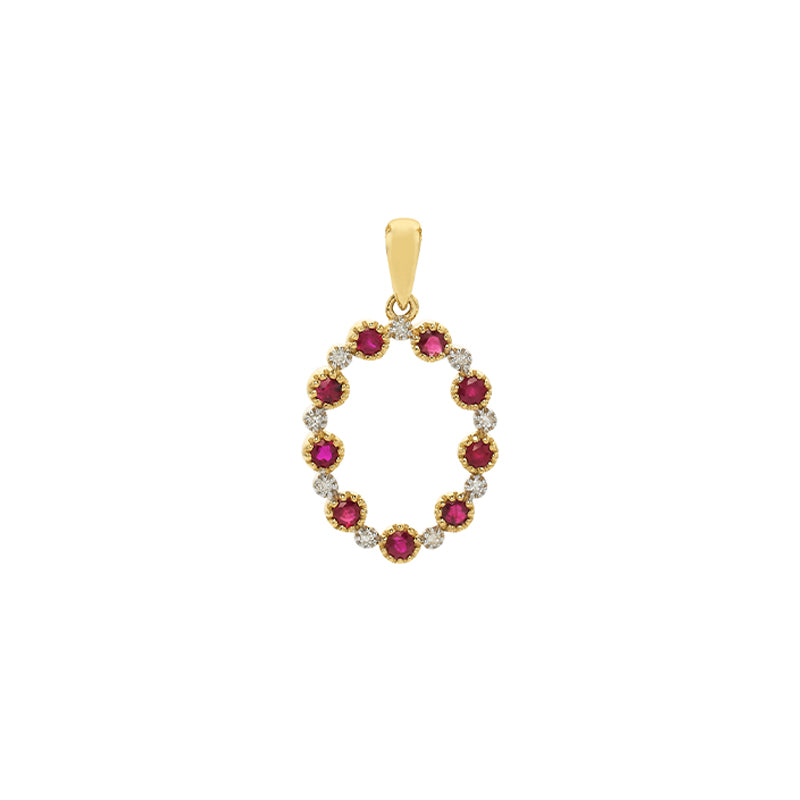 Ruby and Diamond Open Round Pendant