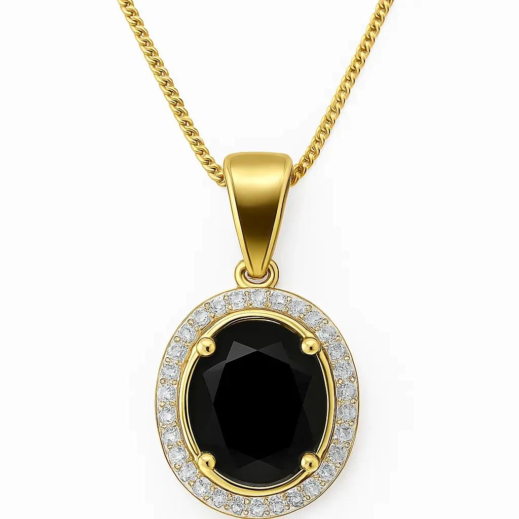 18ct Solid Gold & Sapphire Pendant