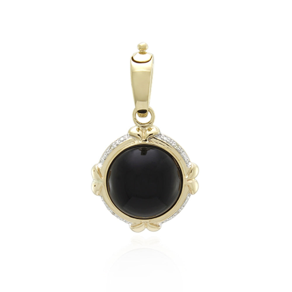 9CT Gold Onyx and Diamond Enhancer Pendant