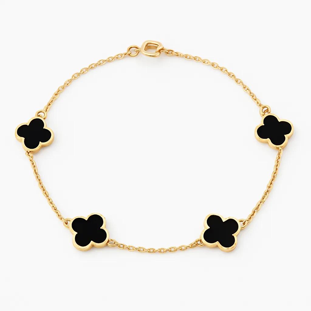 9ct Yellow Gold Large Onyx-Colour Bracelet