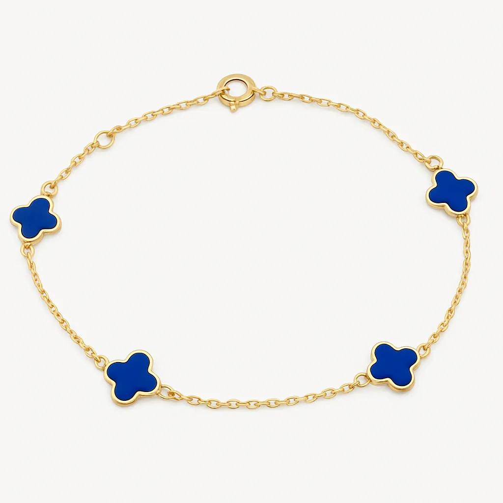 9ct Yellow Gold Large Lapis-Colour Bracelet