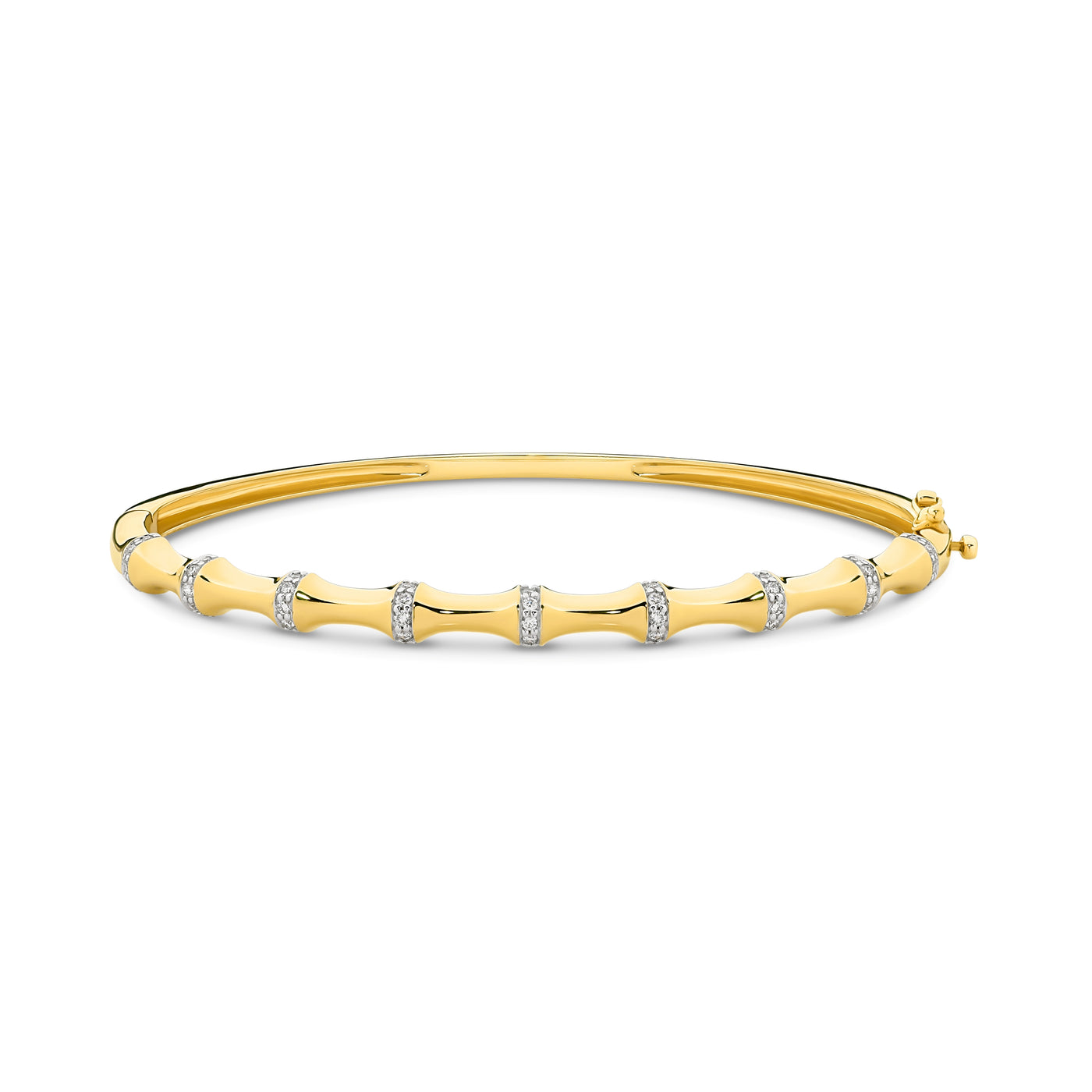 9kt Gold Diamond Set Bamboo-Style Bangle
