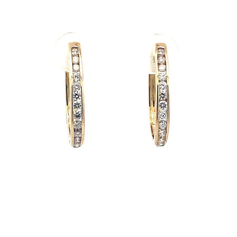 9ct Yellow Gold Diamond Set Huggies – Total Diamond Weight 0.15ct