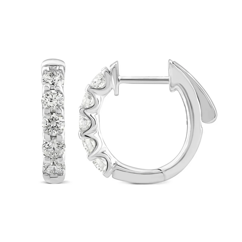 White gold hoop earrings with round diamonds, luxury jewellery by Brisbane Jeweller