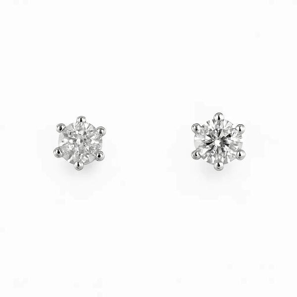 9ct White Gold 6 Claw Diamond Stud Earrings  Romano's Jewellers Stafford