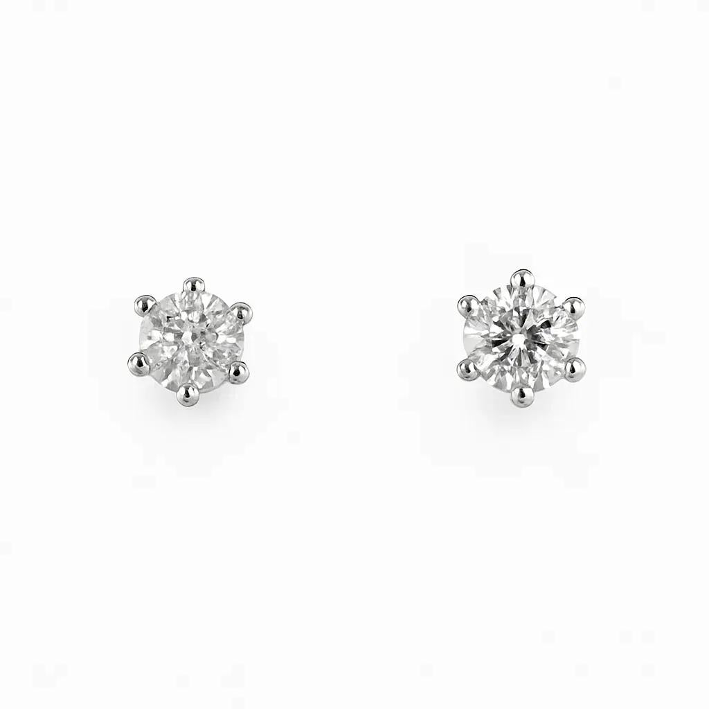 9ct White Gold 6 Claw Diamond Stud Earrings