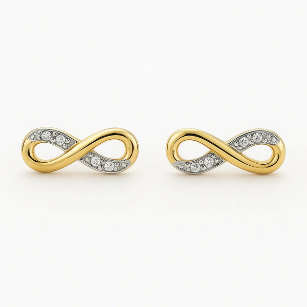 9ct Yellow Gold Diamond Infinity Earrings