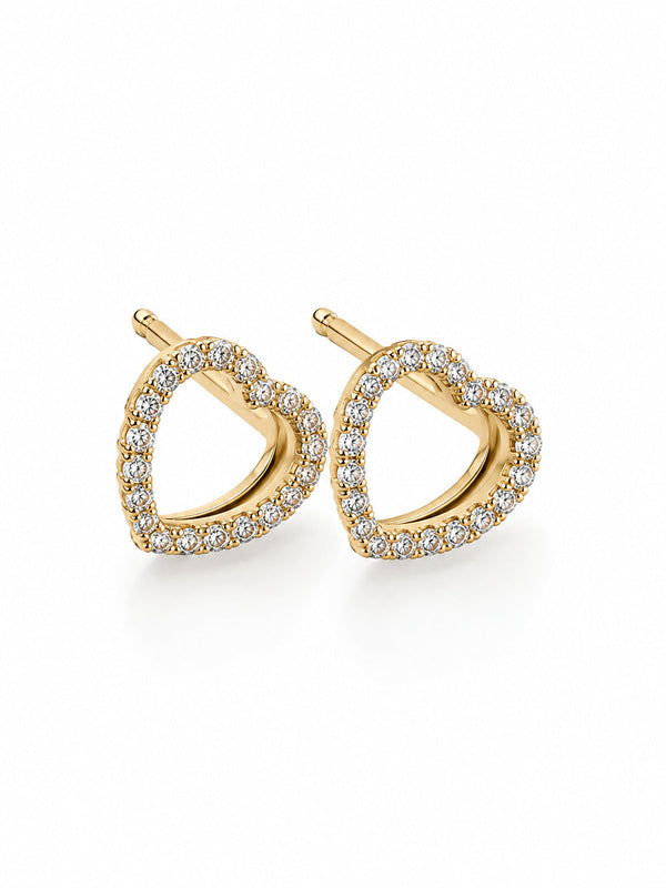 18ct Yellow Gold Open Heart Diamond (0.18ct) Stud Earrings  Romano's Jewellers Stafford